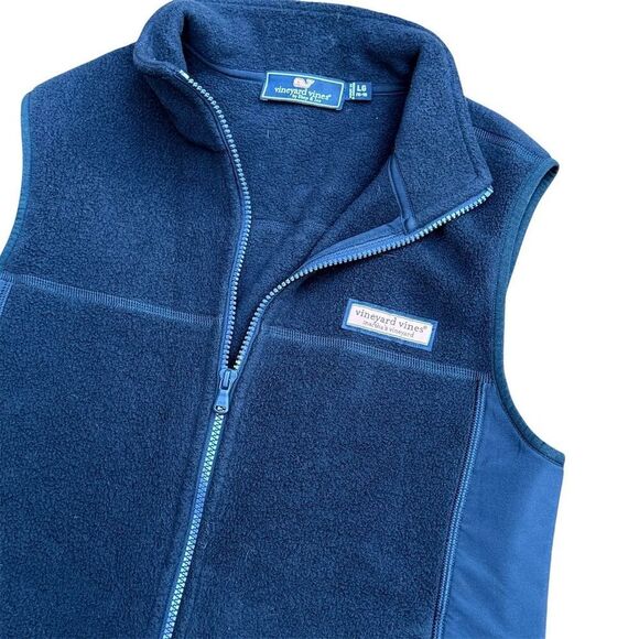 Vineyard Vines Boys' Harbor Fleece Vest Blue Size L Full-Zip Casual Large 16-18 - Picture 2 of 10